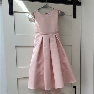 Stunning pale pink satin formal dress by Petite Adele, size 7-8, in EUC